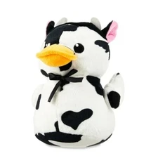 Way To Celebrate Cow Print Duck Plush 8 in Black & White