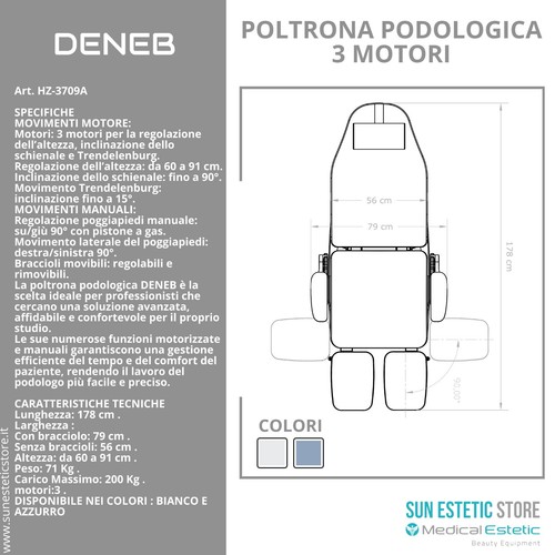 Deneb poltrona podologica professionale pedicure elettrica 3 motori pedicure - Foto 11 di 12