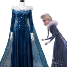 Women Princess Elsa Dress Cosplay Costume Birthday Party Snow Queen Dress
