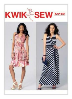 KWIK SEW K4169 MISSES' SURPLICE, A-LINE DRESSES AND SASH XS-XL