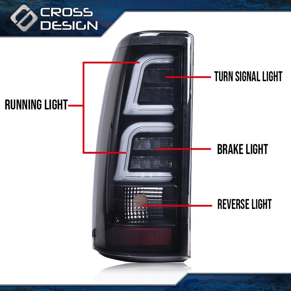 Luces traseras de tubo LED para Chevy Silverado 1500/GMC Sierra 99-02 lámparas de freno Foto 3 de 4