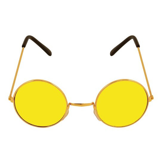 Adult Gold Framed Glasses Yellow Lenses Costume Accessory