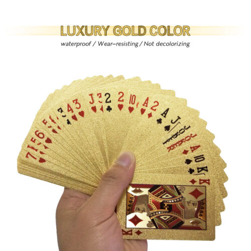 24K Gold Foil Poker Playing Cards Waterproof with Gift Box for Party Game - Picture 1 of 4