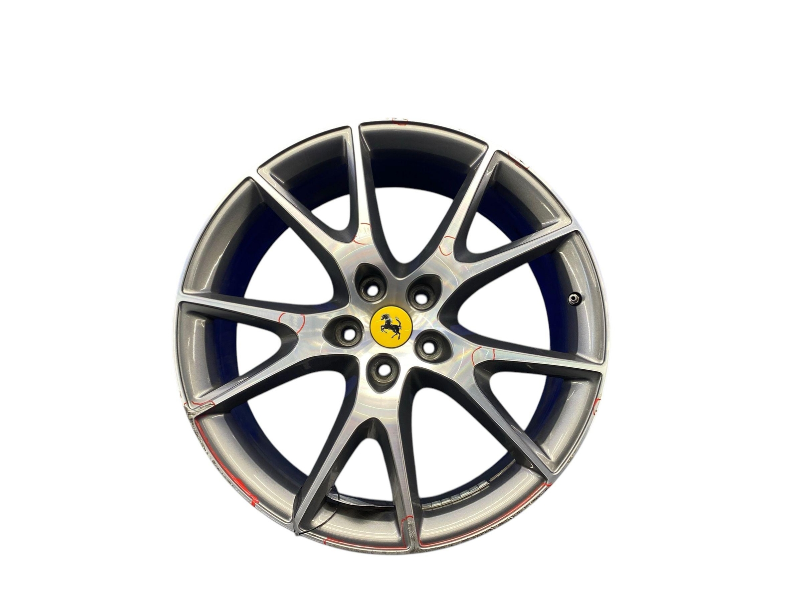 2008-2014 FERRARI CALIFORNIA 20X8 FIVE Y SPOKE WHEEL RIM SILVER *CURB RASH* OEM