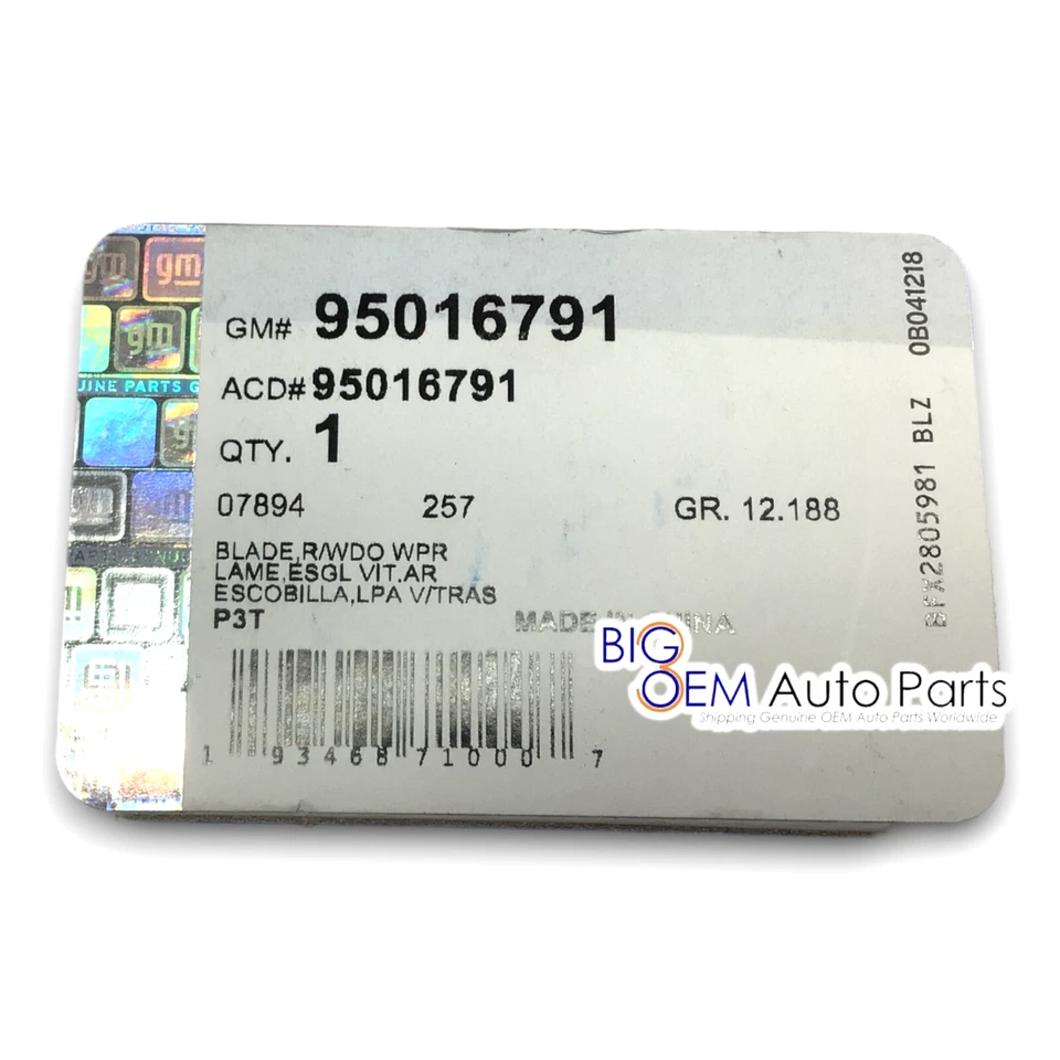 Chevrolet Sonic 2012-2020 hatchback limpiaparabrisas ventana trasera nuevo OEM 95016791 Foto 4 de 4