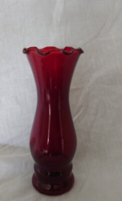 Anchor Hocking USA geriffelte rote Cranberry Glas 15 cm Knospen Vase 