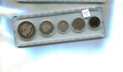 1899 P 5 MÜNZEN BARBER DATE SET ZIRKULIERT 3042T