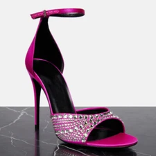 Rhinestone Open Toe Buckle Womens Ankle Strap Summer High Stiletto Heel Sandals