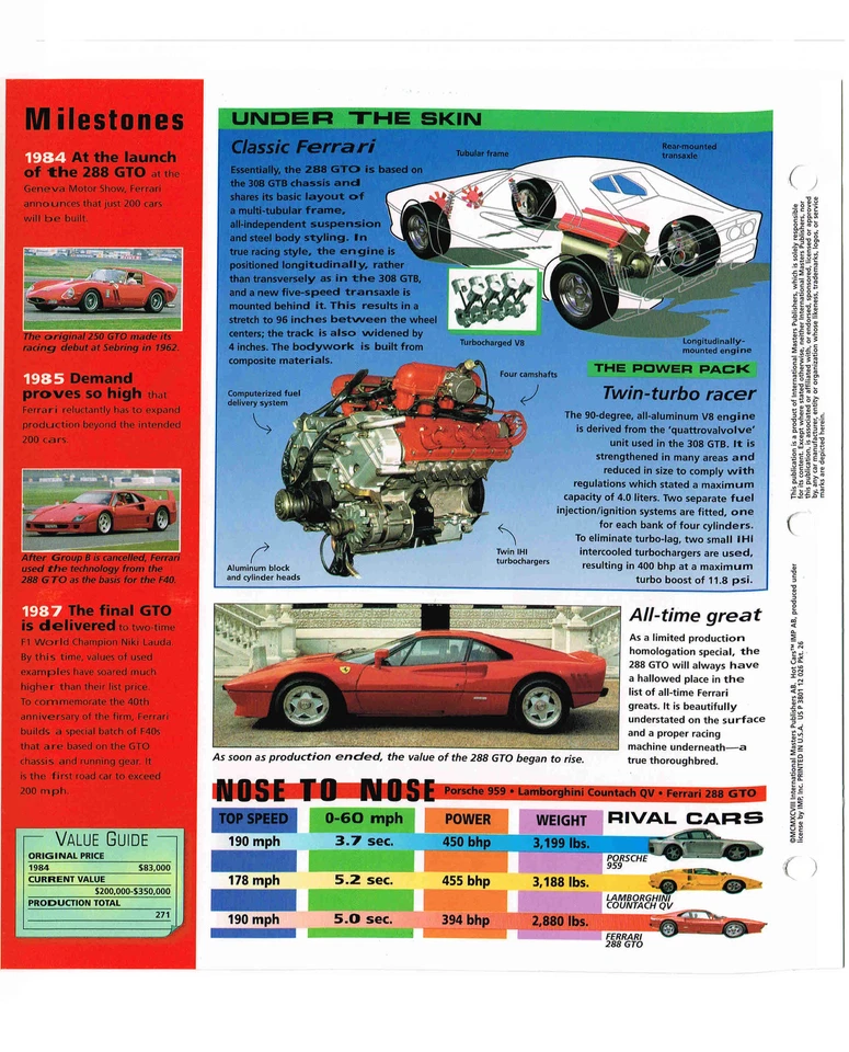 Folleto Ferrari 288 GTO IMP 1984/1985/1986/1987 Foto 4 de 4