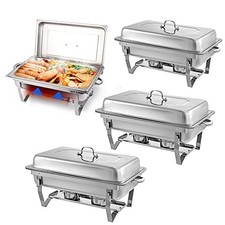 Chafing Dishes for Buffet, 4 Pack 9 Quart Stainless Steel Buffet Set