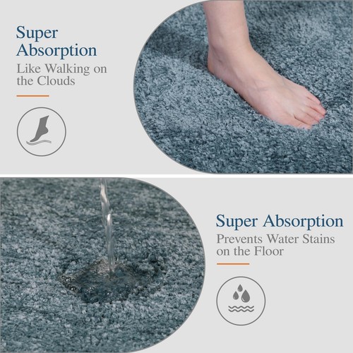 Contour Rug (20x24, Slate) Non Slip Bath Mat, Soft Microfiber Shaggy Mat, Mac... - Picture 4 of 9