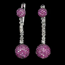 925 Sterling Silver Earrings Ruby Myanmar Round Diamond Cut Topaz Gemstone