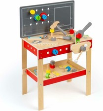 Bigjigs Wooden Tool Bench Toy Workbench Construction Tools Toddlers Kid Builder