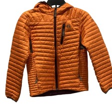 Eddie Bauer Down Puffer Jacket Girls L Orange First Ascent 600 Fill Hooded Coat