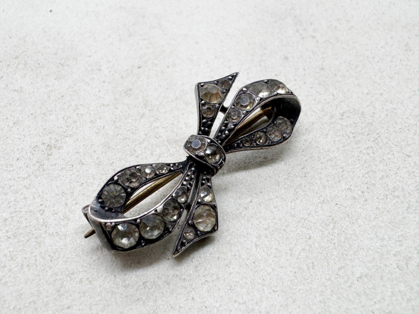 ANTIQUE SOLID SILVER STERLING GEM SET  RIBBON BOW… - image 2