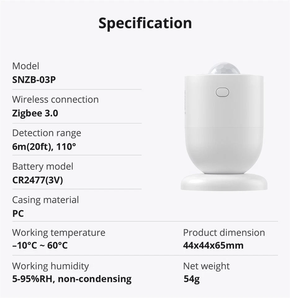 1PC SONOFF Zigbee Human Presence Sensor SNZB-03P Smart Scenes Motion Detector - Image 2 of 4