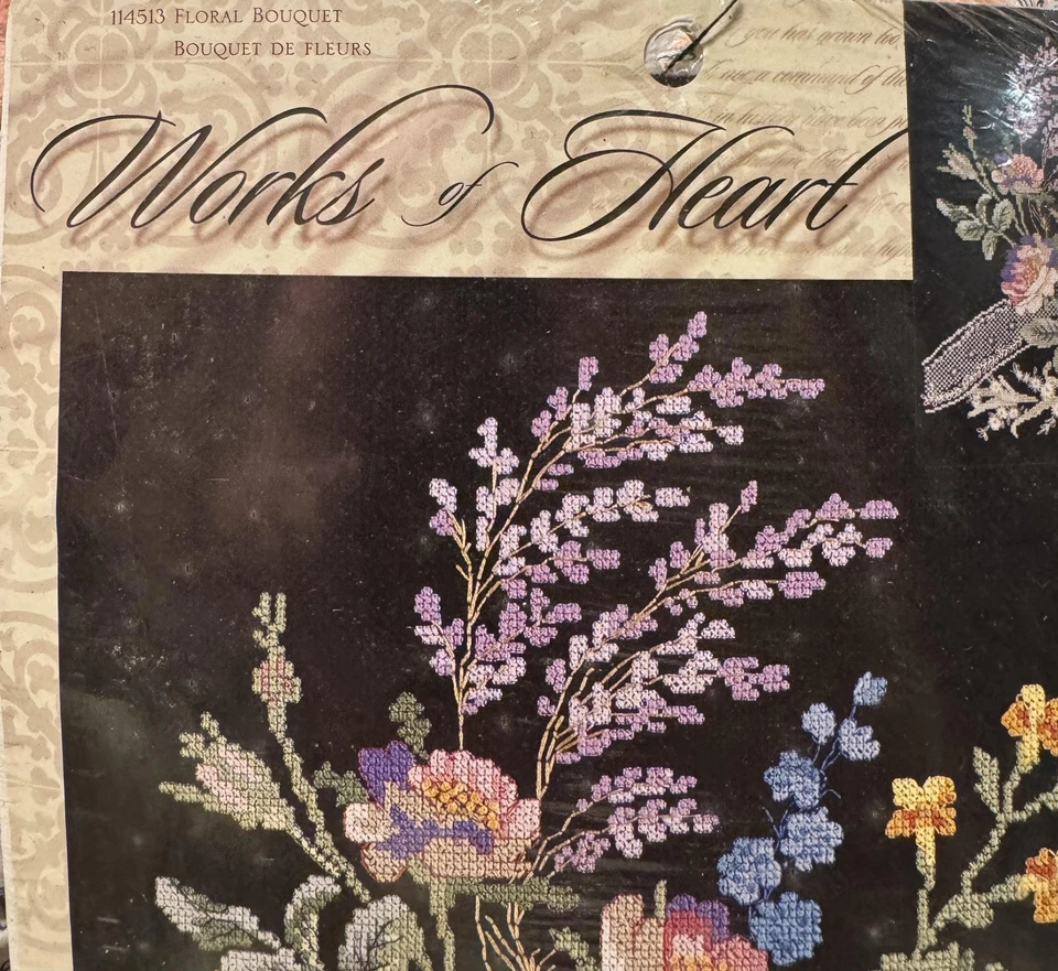 Kit de ponto cruz buquê floral obras de coração artes de lazer bordado bônus mar - Imagem 2 de 4