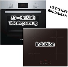 Induktions HERD SET Bosch Backofen Auszug + PKM Induktionskochfeld Edelstahl