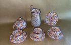 Murano Italy Art Glass Millefiori 9 Piece Tea Set Pitcher Cups Saucer & Sugar