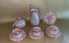 Murano Italy Art Glass Millefiori 9 Piece Tea Set Pitcher Cups Saucer & Sugar