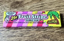 Vintage 1990's FRUIT STRIPE bubble gum TROPICAL CRAZE - TATTOOS pack NOS -sealed