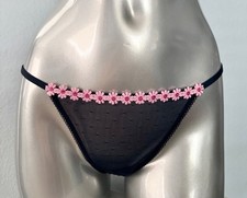PINK Victoria's Secret String Bikini Panty Mesh Embroidered Floral S M L XL 2XL