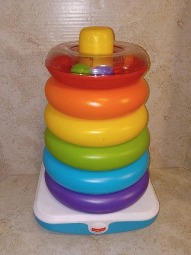 FISHER PRICE "GIANT" ROCK•A•STACK Stacking Rings Toddler Toy 15" Tall COMPLETE - Picture 2 of 13