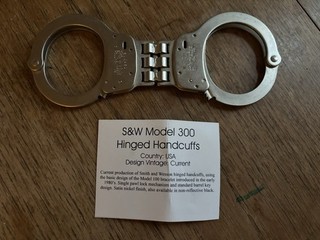 Vintage Handcuffs Smith & Wesson Model 300 Hinged Handcuffs Made In USA No Key