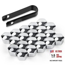20pcs 17mm Hexagonal Nut Covers - Silver Car Wheel Nut Caps with Lug Covers