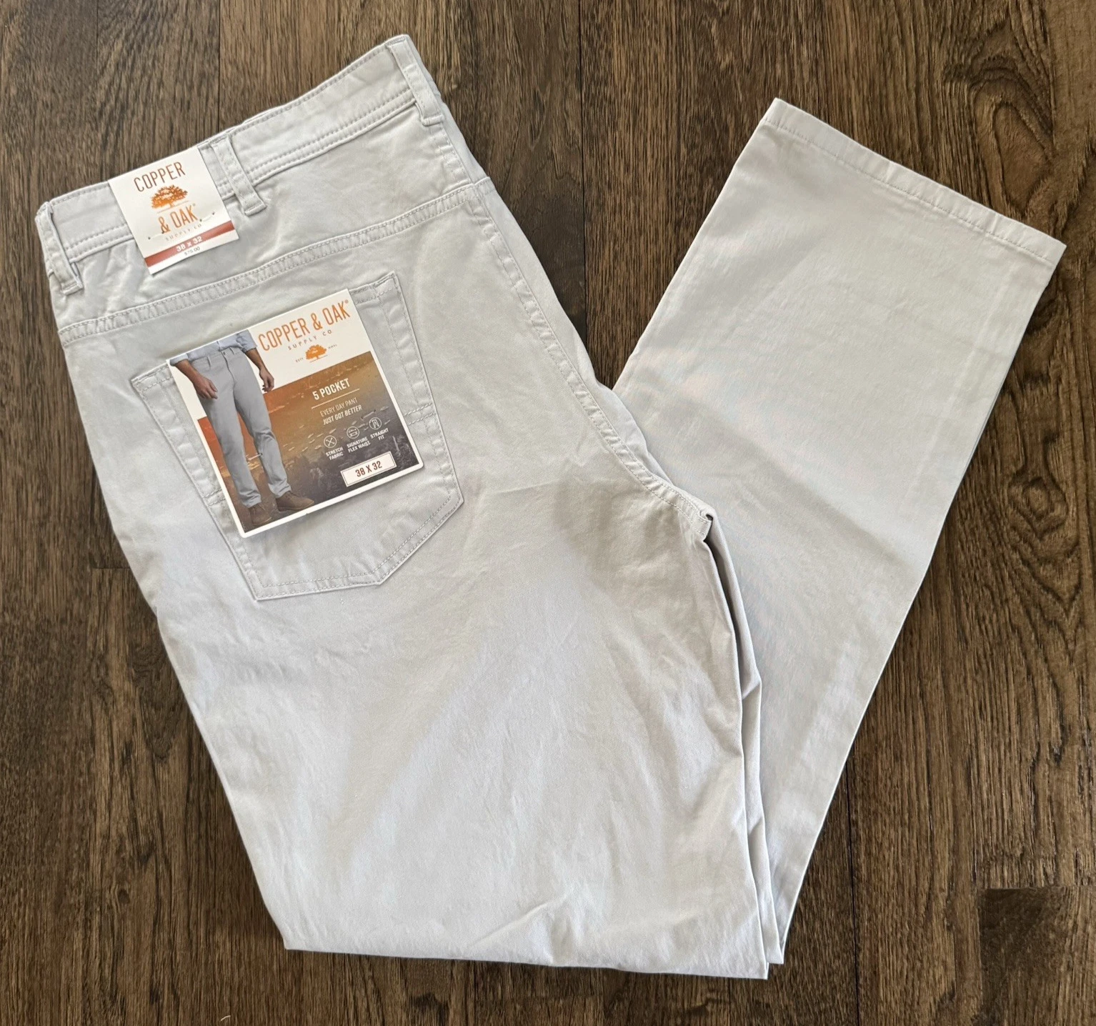 Copper & Oak NWT Men's 38x32 5 Pocket Every Day Pants Canyon Gray K5S817 NWT $75