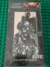 KISS ALIVE! CAJA DE TARJETAS COLECCIONABLES SELLADA DE FÁBRICA, 36 PAQUETES, 7 CARTAS POR PAQUETE
