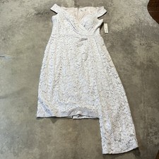 Eliza J Dress Women's Sz 16 Ivory Beige Lace Off-The-Shoulder Sheath