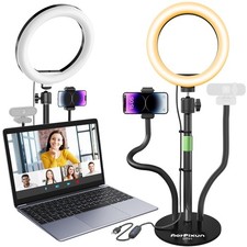 Desk Ring Light with Stand Phone Holder 10'' LED Circle Light for Video Rec...