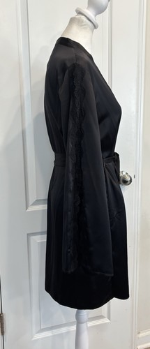 IN BLOOM by JONQUIL Damen Satin Morgenmantel Kimono XS/S Bindegürtel schwarz Loungewear - Bild 4 von 20