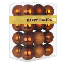 Bronze 2.5" Christmas Balls Christmas Tree Decoration Ornaments Shatterproof ...