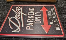 (QTY 2) Dodge ‎90146871-S Parking Only Embossed Metal Sign for Garage Wall Mount