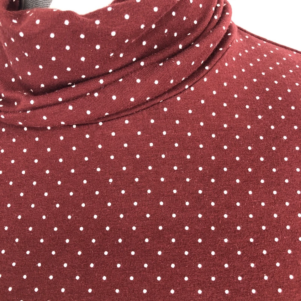 Camisa de manga larga Lands End en forma de corte arándano rojo lunares cuello alto grande Foto 3 de 4