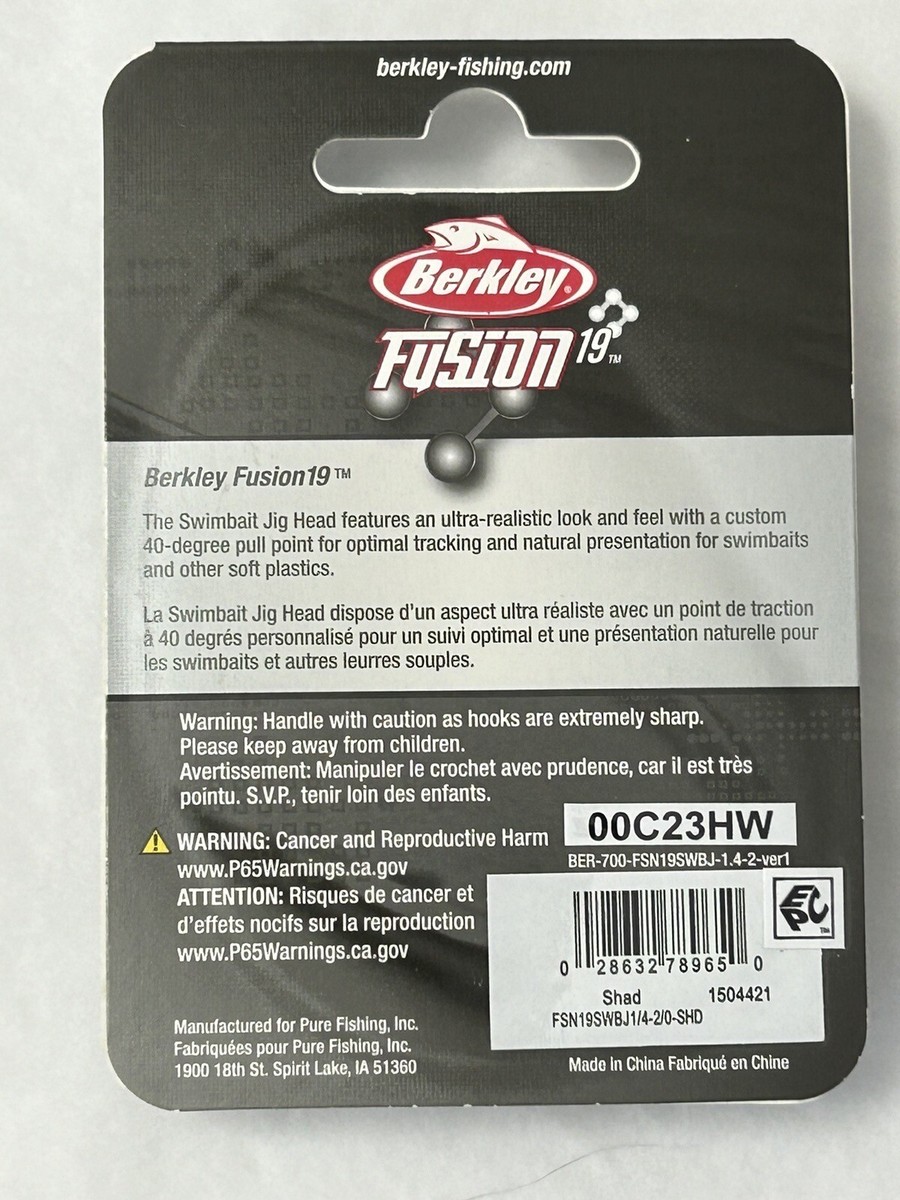 New Berkley Fusion19 Swimbait Jig Heads 1/4 Hook 2/0 White