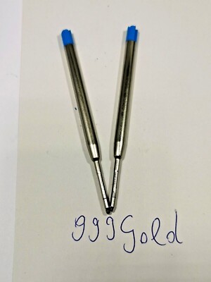2x Metall Kugelschreiber Großraumminen Parker System Ersatz Mine blau
