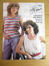 Vintage Knitting Pattern 1980's Womens Vest Top EMU 30" - 44" Coolspun Perle