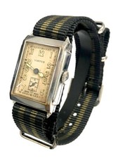 VINTAGE SWISS 1940s VIRTUS / ORIS CAL. 158 TANK WATCH WITH NEW ROCHET NATO BAND