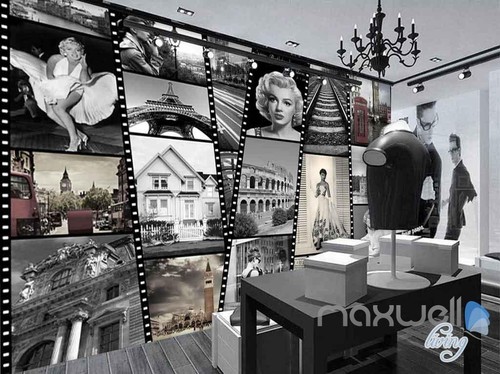 3D Classic Old Movie Film Wallpaper Home Theatre Decals Wall Mural Art - 第 1/8 張圖片