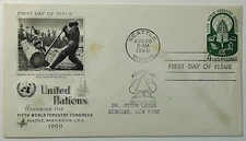 1960 FDC UN 5th World Forestry Congress United Nations 4c First Day of Issue