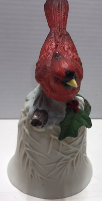 Collectible Bell Red Male Cardinal with Holly Berries, Porcelain ...