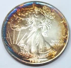 1989 American Eagle 1 oz Fine Silver Dollar - Toning Toned Bullion Ounce - H132