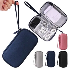 Travel Cable Organizer Blue Electronics Accessories Bag for Charger Phone Cards