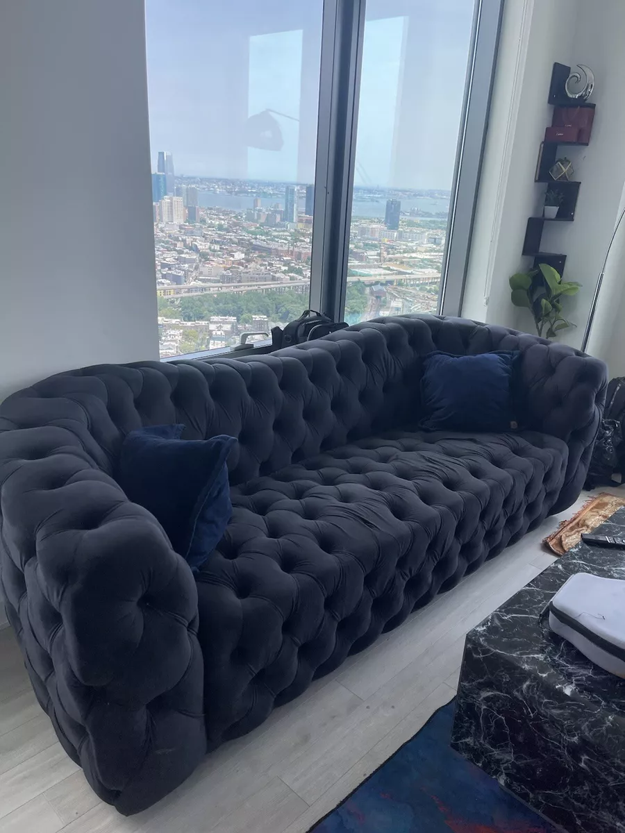 Black Two Piece Tufted Couch Set
