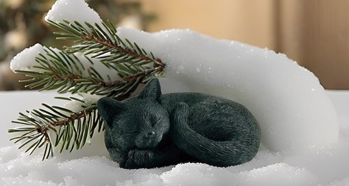 3" Sleeping Black Cat Curled Up Hand Painted Mini Figurine Statue Sculpture - Picture 5 of 10