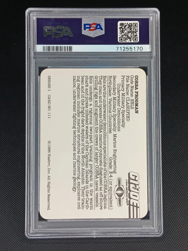 1986 Hasbro G.I. GI JOE #111 COBRA Frogman EELS - PSA 10 GEM MINT Low Pop - Image 2 of 2