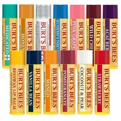 4 x BURT'S BEES LIP BALMS MOISTURISING 100% NATURAL YOU CHOOSE WHICH LOT OF x 4